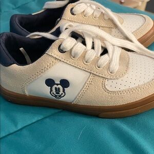 Janie and Jack White and Tan Mickey Mouse Sneakers